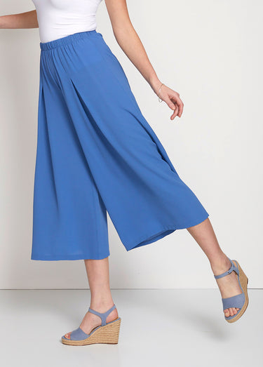 Jupe-pantalon taille élastiquée ample Uni Bleu