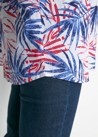 Chemisier boutonné long coton imprimé Imprime/Bleu