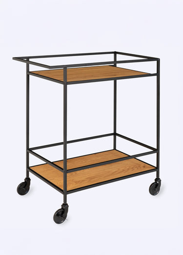 Desserte bar mobile, 2 niveaux, noyer Naturel