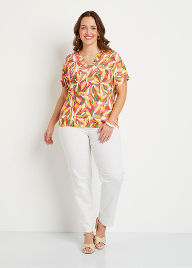 T-shirt court uni ou imprimé Paprika/Miel