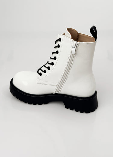 Bottines vernies style Combat boots Blanc