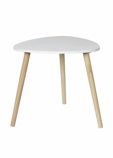 Table d'appoint forme galet, clair Blanc/Marron