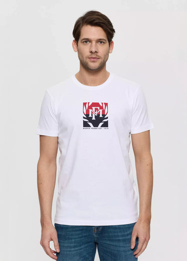 T-shirt col rond avec logo poitrine Blanc