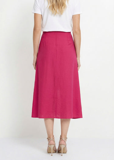 Jupe portefeuille détail métal bijou Fuchsia
