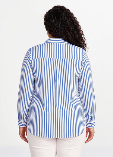 Tunique liquette longue rayée Bleu