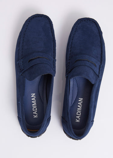 Mocassins suédine, semelle antidérapante Bleu