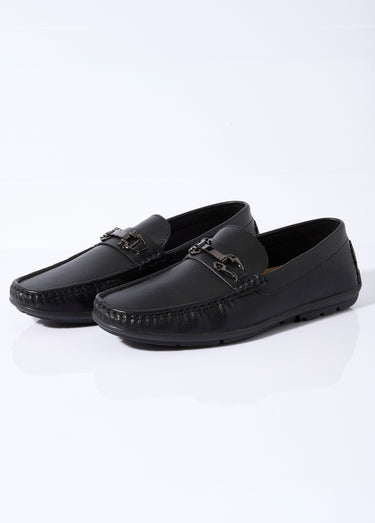 Mocassins aspect grainé, doublés cuir Noir