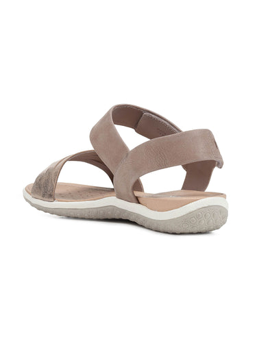 Sandales en cuir brides à scratch Sable