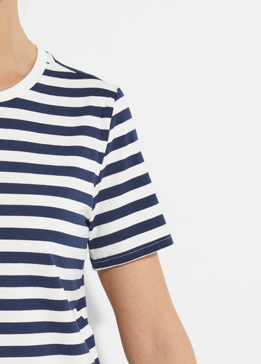 T-shirt marinière en coton stretch Marine / Blanc