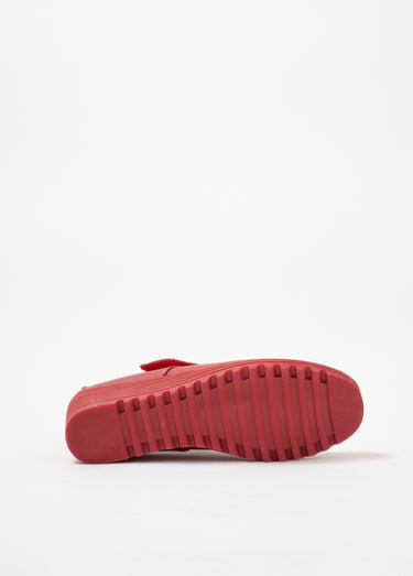 Sandales en cuir ajouré avec scratch Rouge