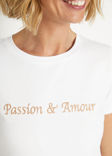 T-shirt à message manches courtes Blanc