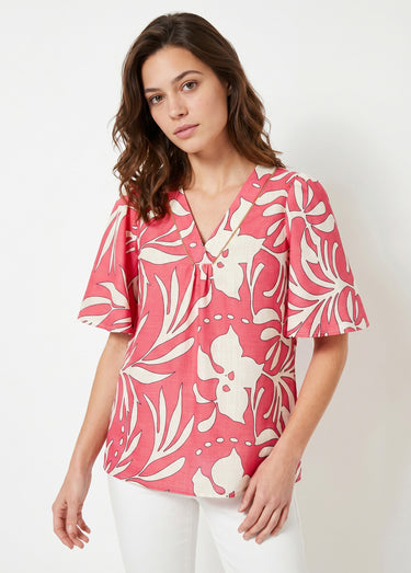 Tunique ample longue Rose/Ecru
