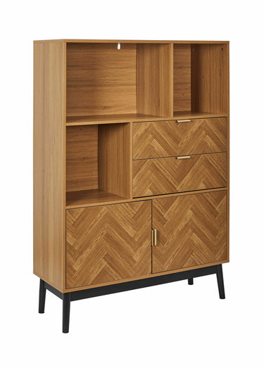 Bibiliothèque en bois façon chevrons Marron/Noir