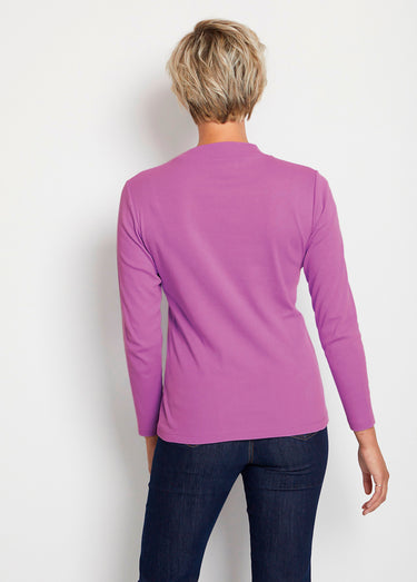 Sous-pull long souple maille douce Uni Cassis