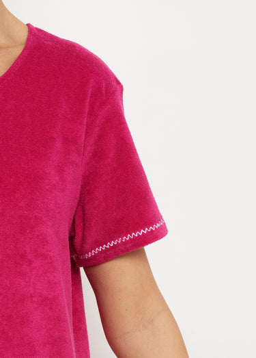 Peignoir de bain éponge coton uni zippé Rose
