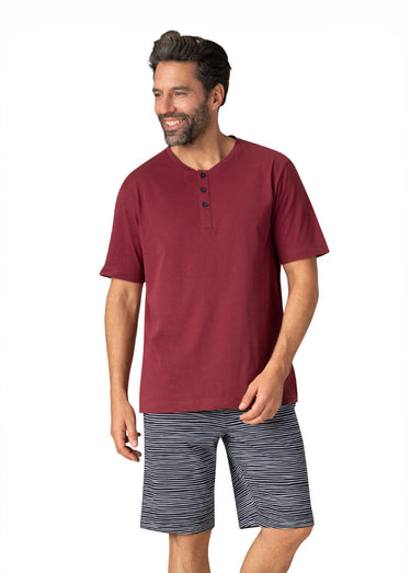 Pyjama short imprimé homme Bordeaux/Marine