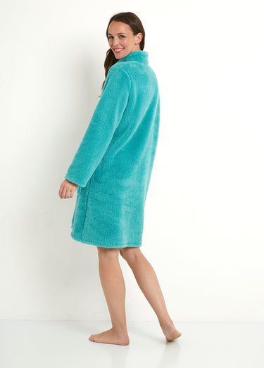 Peignoir court zippé col montant maille peluche Vert