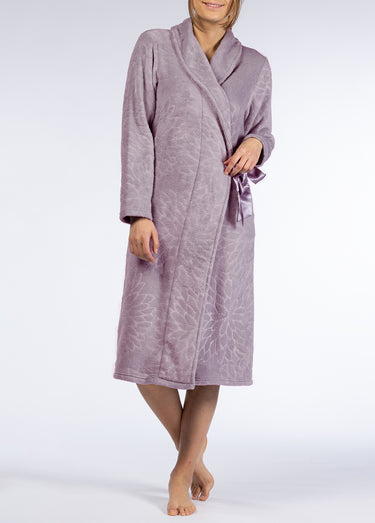 Peignoir manches longues en sherpa motif Violet