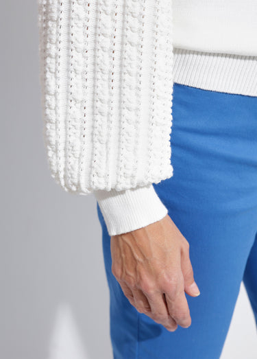 Pull en tricot manches fantaisie Blanc