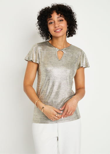 T-shirt court maille brillante cérémonie Dore