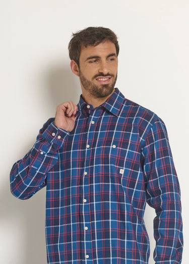 Chemise flanelle chaude grands carreaux Carreaux Bleu