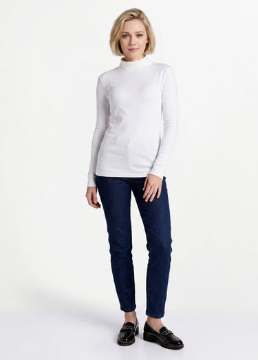 Sous-pull chaud col roulé maille interlock unie Blanc