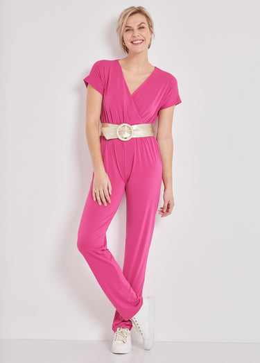 Combinaison pantalon maille extensible Fuchsia