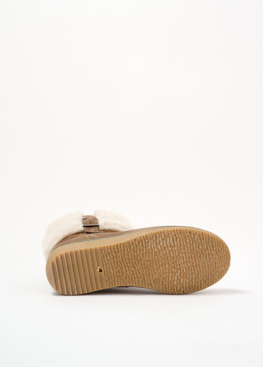 Boots confort, revers fausse fourrure Marron