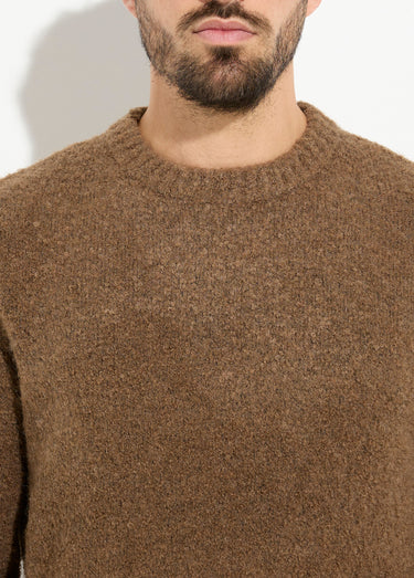 Pull col rond chaud avec de la laine Marron