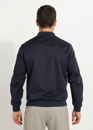 Blouson zippé forme Harrington col cotes Bleu Fonce