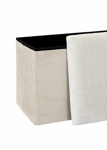 Pouf bouclette avec coffre de rangement 2B Blanc Casse