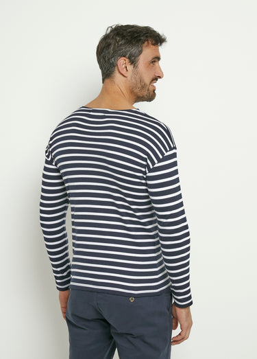 T-shirt marinière rayée manches longues Marine / Blanc