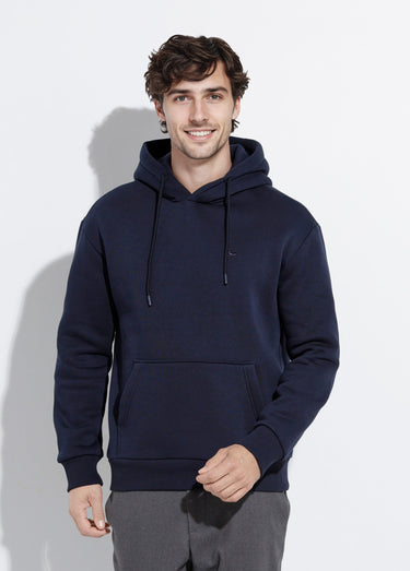 Sweat molleton à capuche poche kangourou Marine