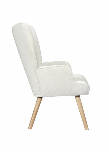 Fauteuil large maille bouclette clair Blanc