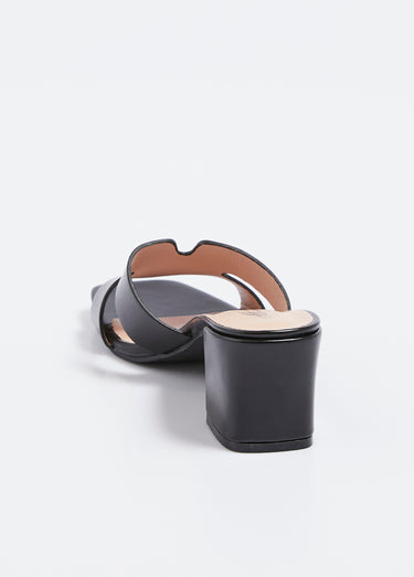 Mules chic à bout carré et talon épais Noir