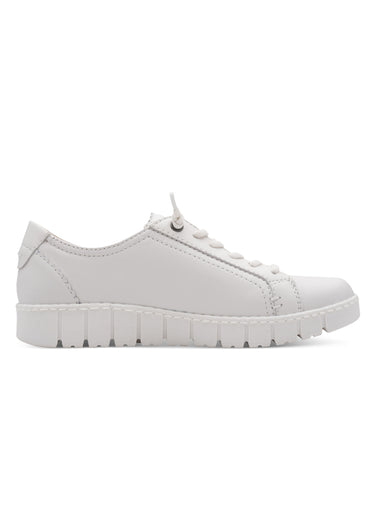 Baskets monochromes avec lacets et zip Blanc