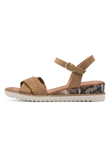 Sandales compensées avec brides croisées Beige