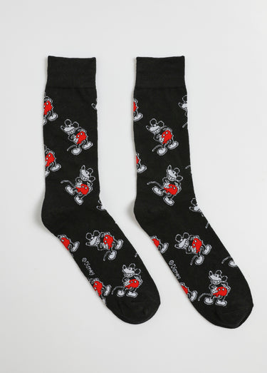Chaussettes fantaisie, thème Mickey Mouse Imprimé noir