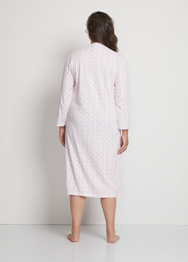 Chemise de nuit interlock boutonnée Imprime Peche