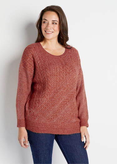 Pull maille chinée perlée torsadée col rond Tomette