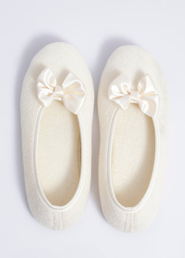 Chaussons ballerines souples largeur confort Ecru