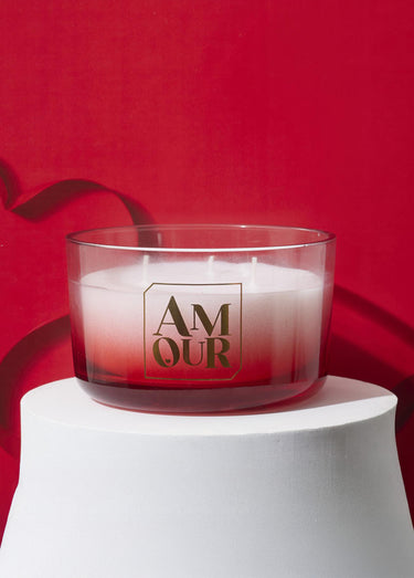 Bougie 3 mèches Amour + coffret Rouge