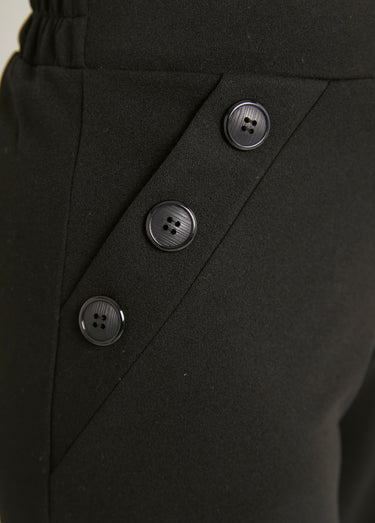 Pantalon large taille semi élastiquée uni Noir