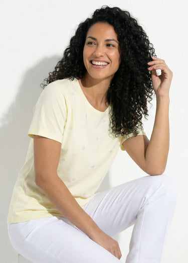 T-shirt strass manches courtes Jaune