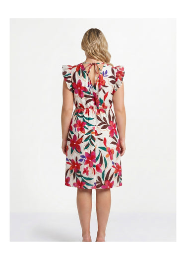 Robe sans manches broderie anglaise Imprimé fond écru