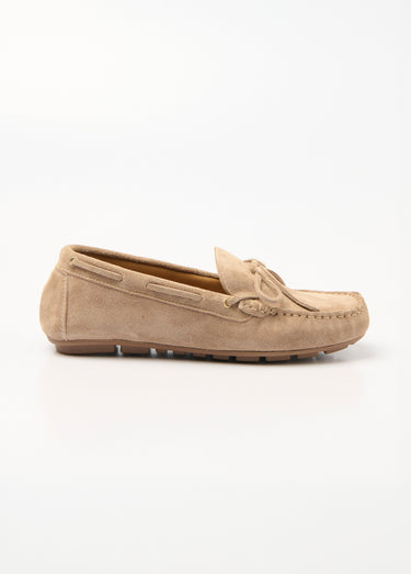 Mocassins cuir avec nœud semelle à picots Taupe