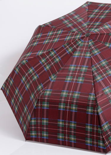 Parapluie automatique imprimé carreaux Bordeaux
