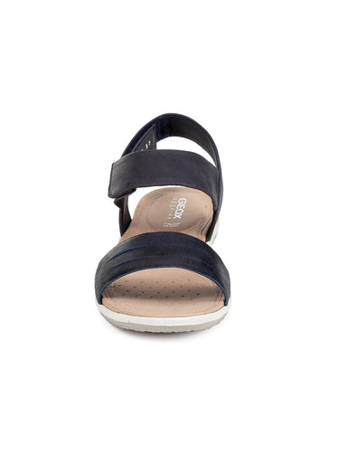 Sandales en cuir brides à scratch Jeans Fonce