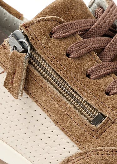 Baskets largeur confort cuir bi-matière Beige