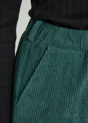 Pantalon velours côtelé taille élastiquée Vert
